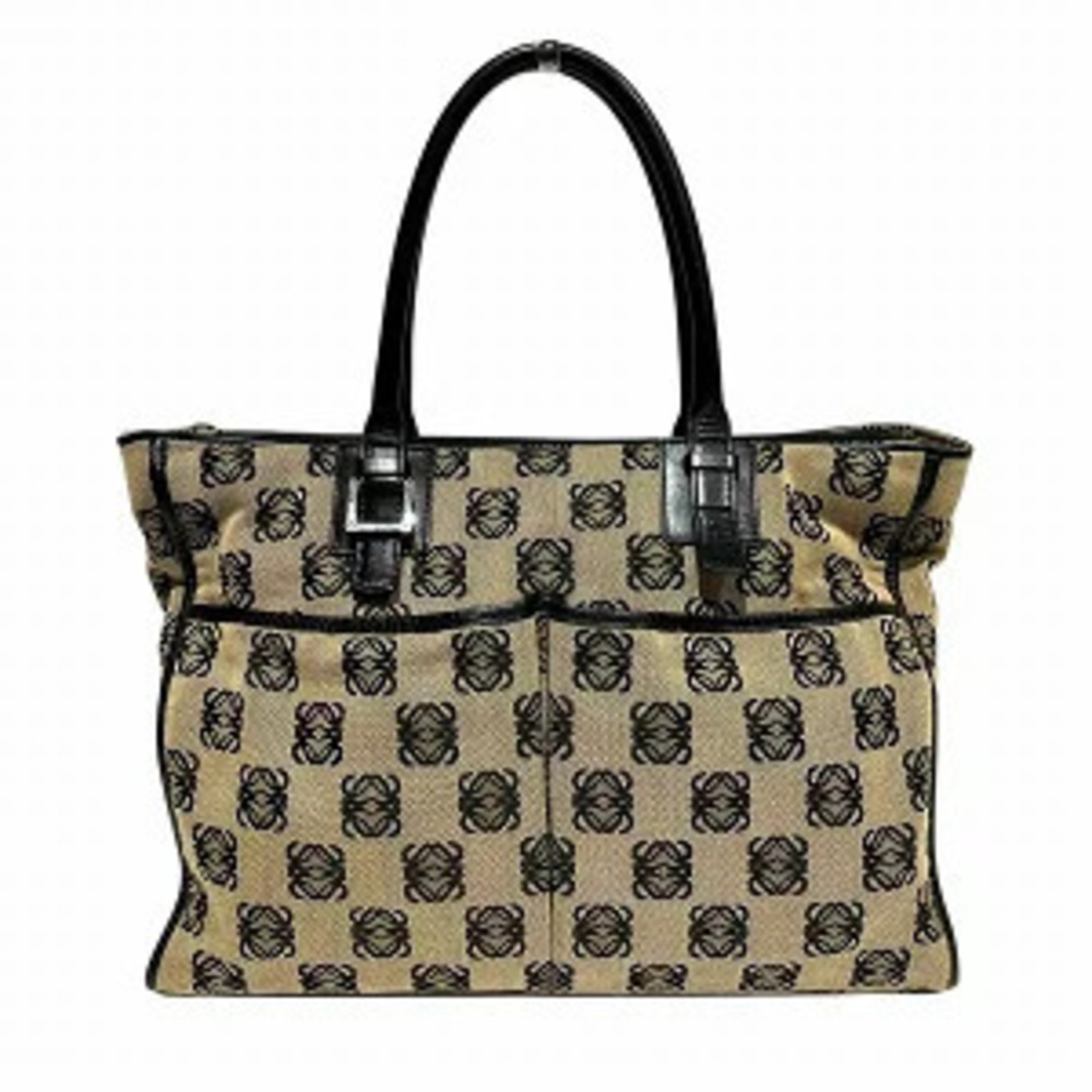 Loewe Repeat Anagram Canvas x Leather Tote Bag
